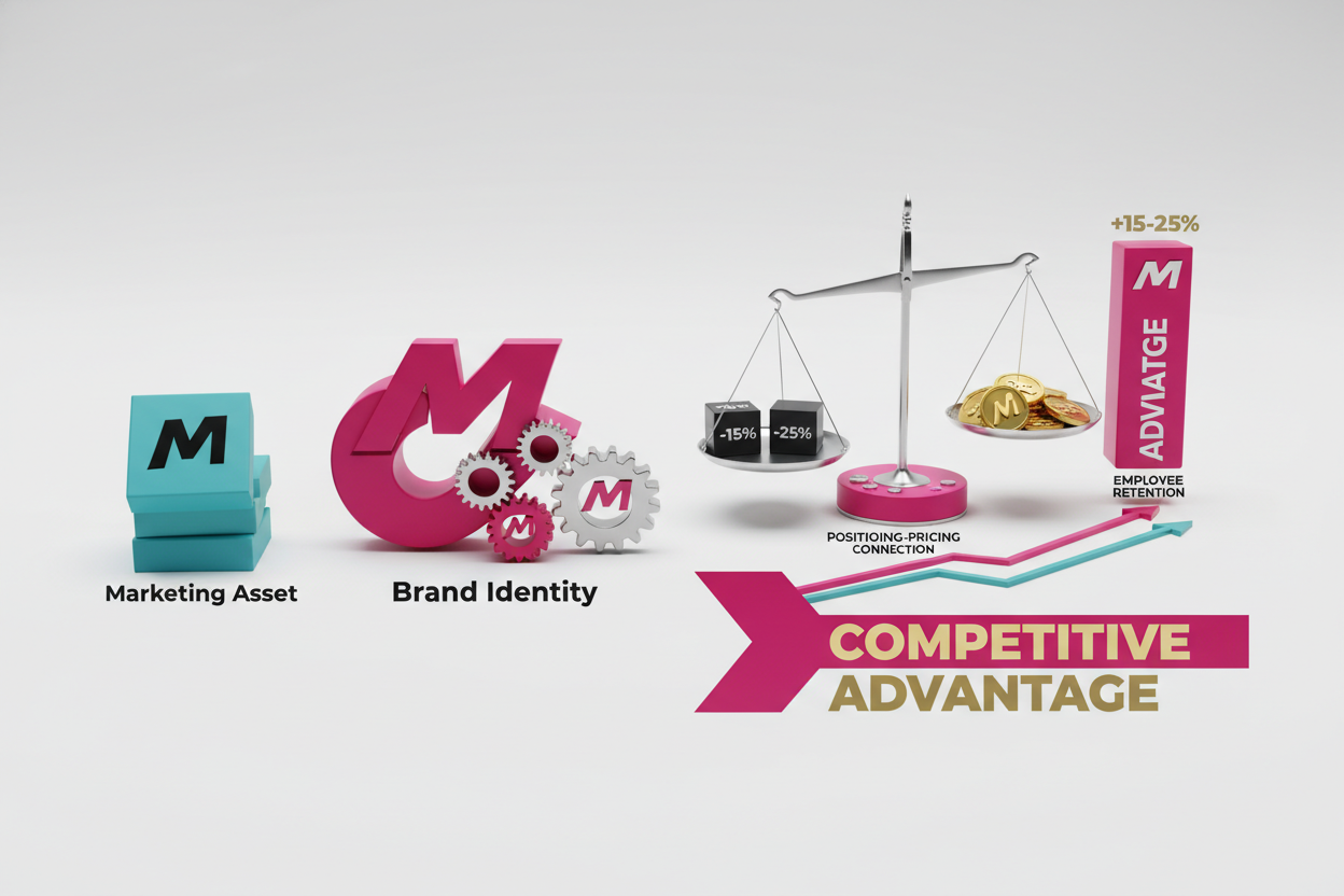 Infographic image for Brand Identity as Business Strategy: When 'Marketing Asset' Becomes Competitive Advantage (Studies Show 15-25% Higher Employee Retention) | The Positioning-Pricing Connection