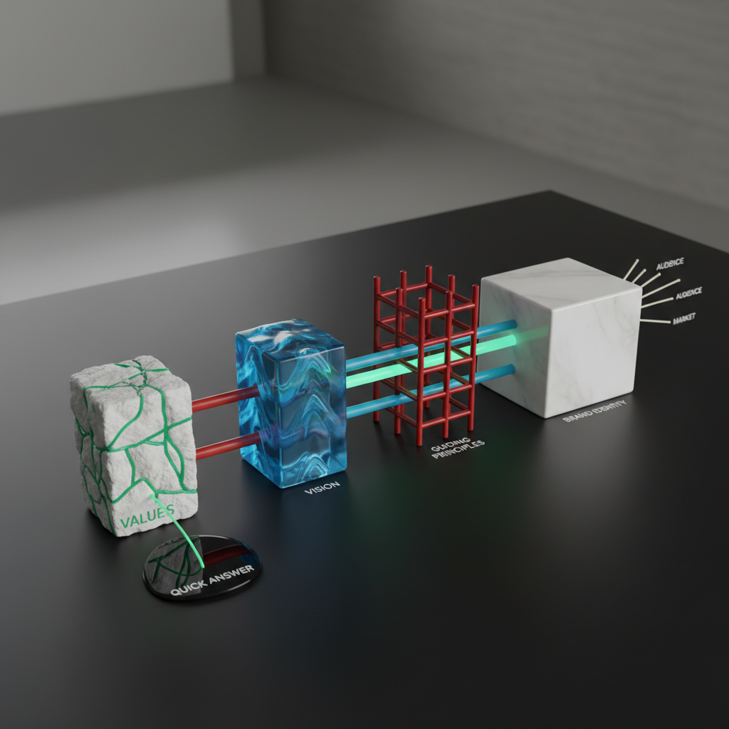 Diagram image for Building Your Brand Identity Architecture: A Framework for Values, Vision, and Guiding Principles | Quick Answer