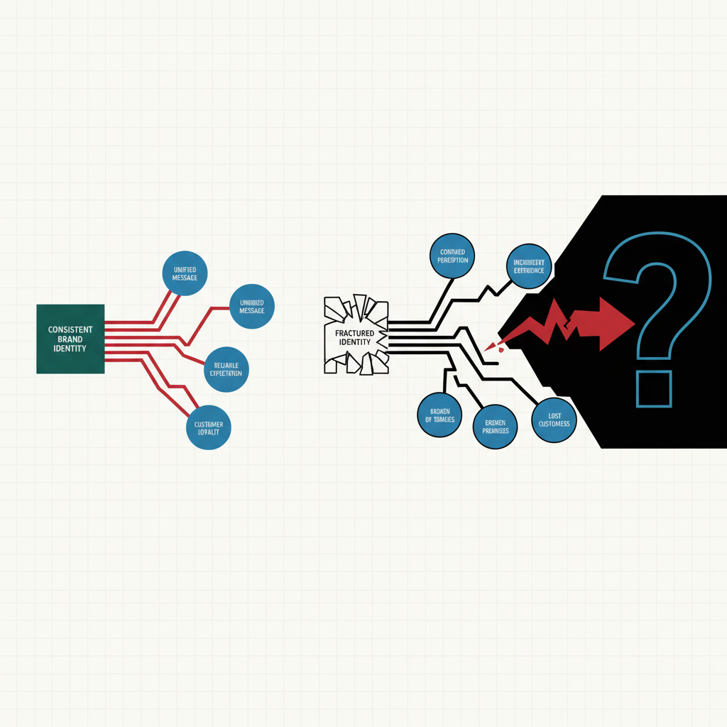 Diagram image for "Consistent vs. Cohesive Brand Identity: Why 60-80% of Brand Touchpoints Fail to Build Trust" | The Client Experience of Fractured Identity