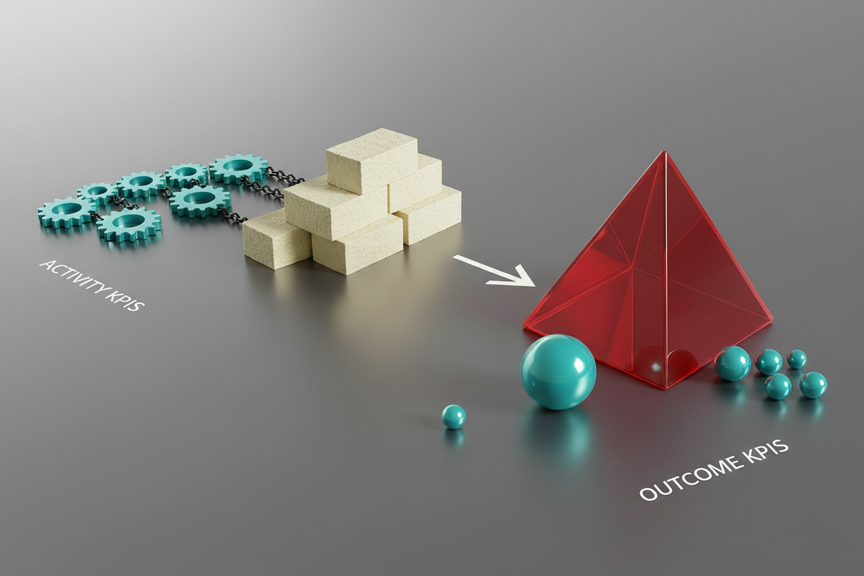 Infographic image for SOPs, KPIs, and Policies: Building the Architecture of a Culture That Actually Works | What's the difference between outcome KPIs and activity KPIs?